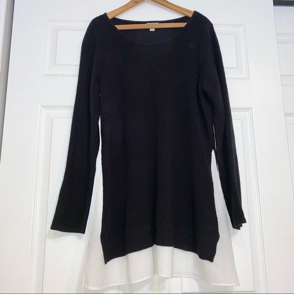 New Belle and Sky Women’s black layered cable knit sweater size XL